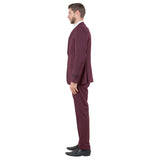 Burgundy Men's Ultra Slim-Fit 3pc Suit w/ Expandable Waistband