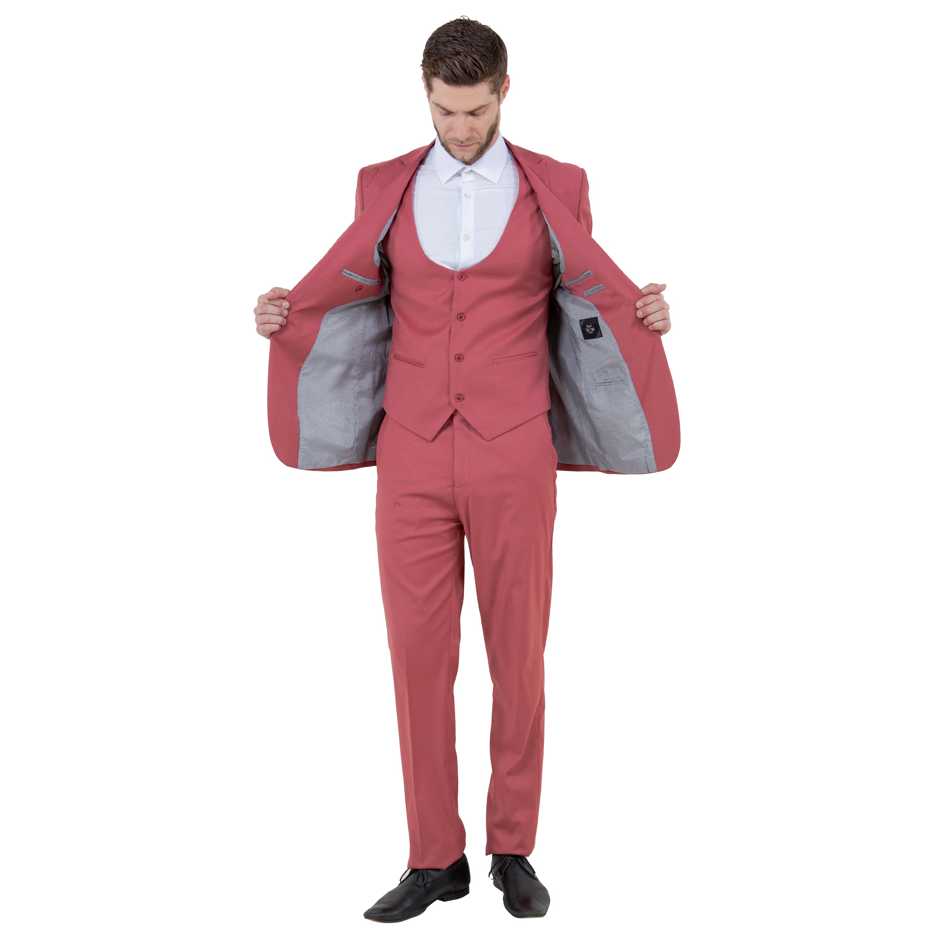 Coral Men's Ultra Slim-Fit 3pc Suit w/ Expandable Waistband