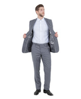 Mid Grey Men's Hybrid-Fit 3pc Paisley Suit w/ Wide Black Shawl Collar