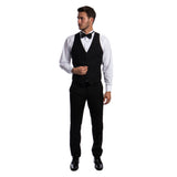 White Men's Hybrid-Fit 3pc Paisley Suit w/ Wide Black Shawl Collar