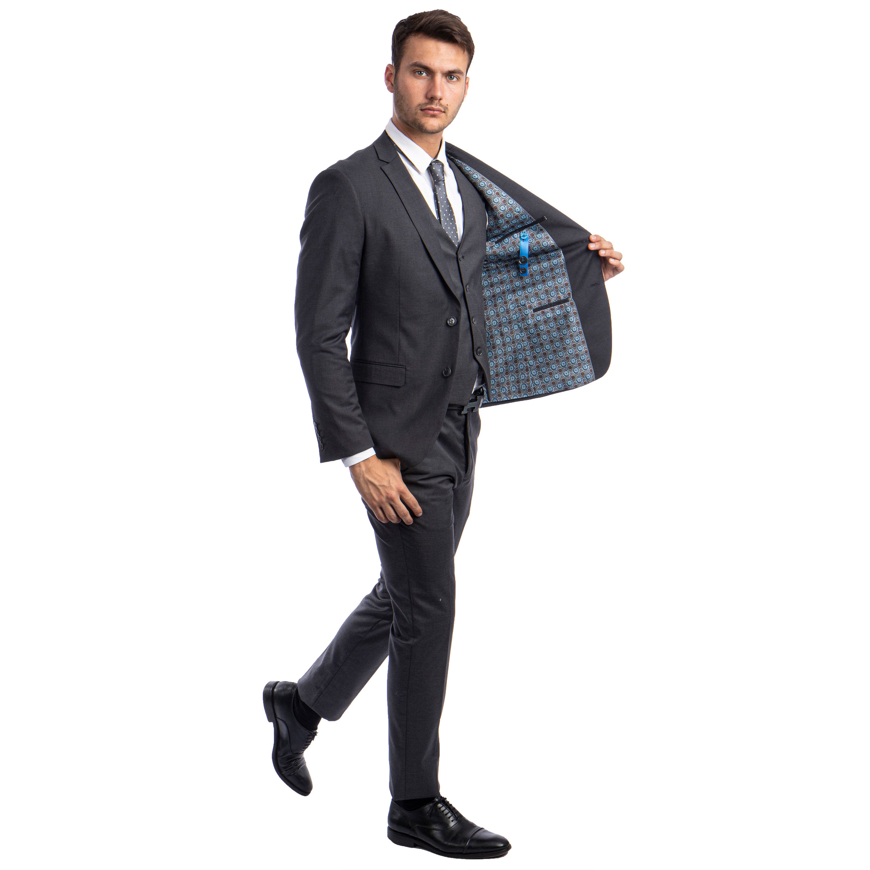 Men's Skinny-Fit Solid 3pc Suit