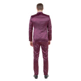 Mens 3pc Solid Satin Suit Set w/ Free Bowtie