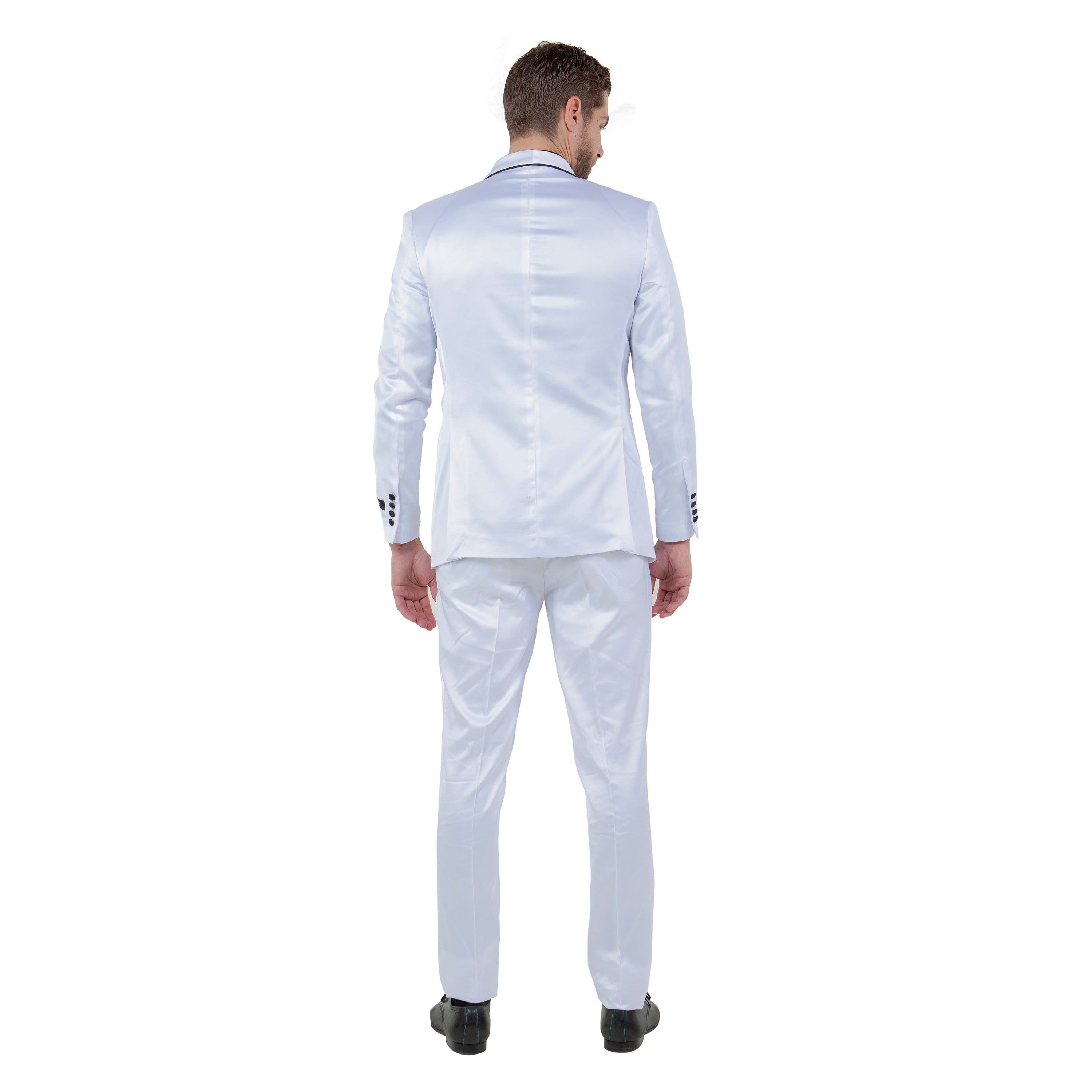 Mens 3pc Solid Satin Suit Set w/ Free Bowtie