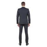 Men's Skinny-Fit Glen Plaid 3pc Suit Set w/ U-Neck Vest
