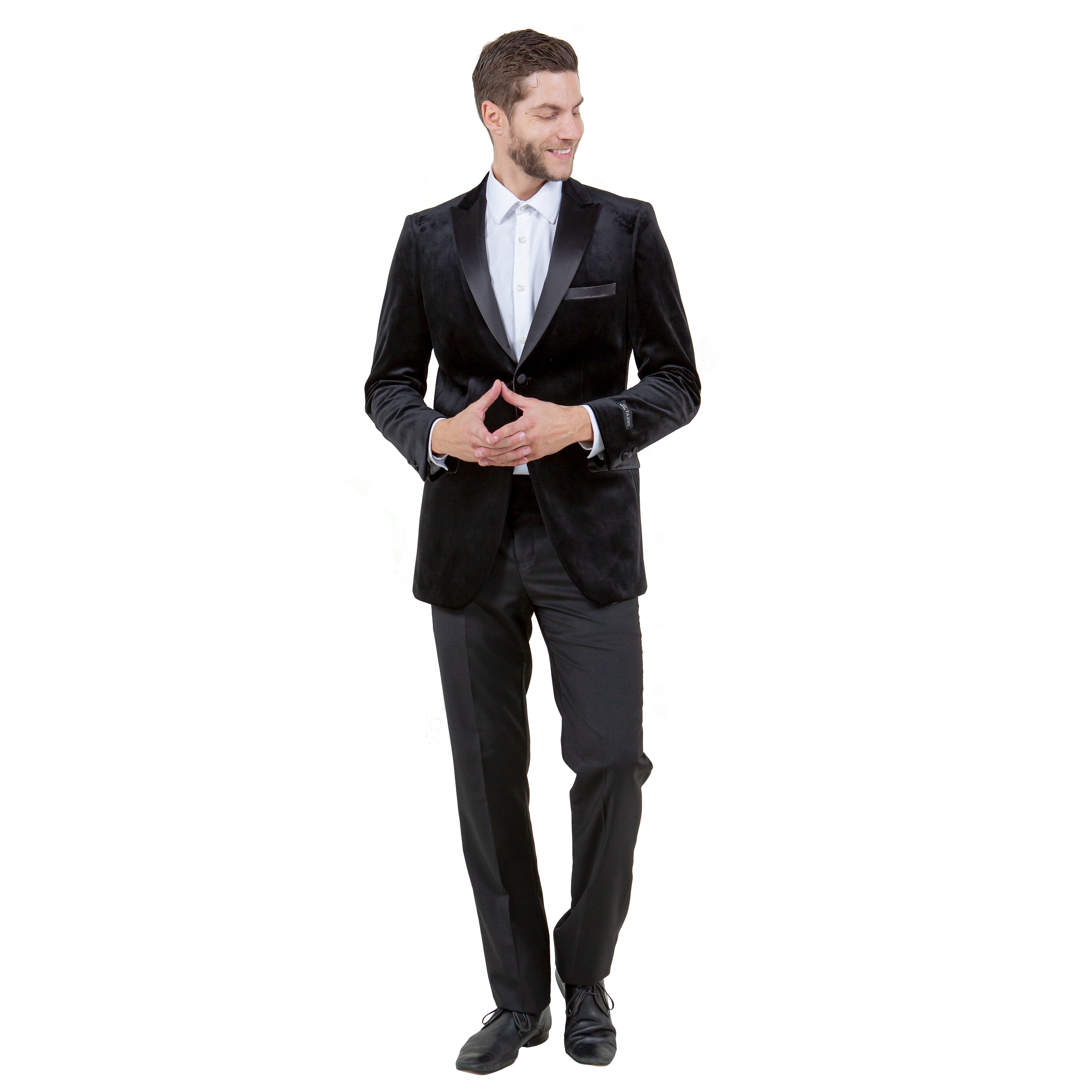 Men's Modern Fit Velvet Blazer w/ Elbow Patch