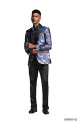 Mens Satin Shawl Lapel Blazer Only Floral Pattern