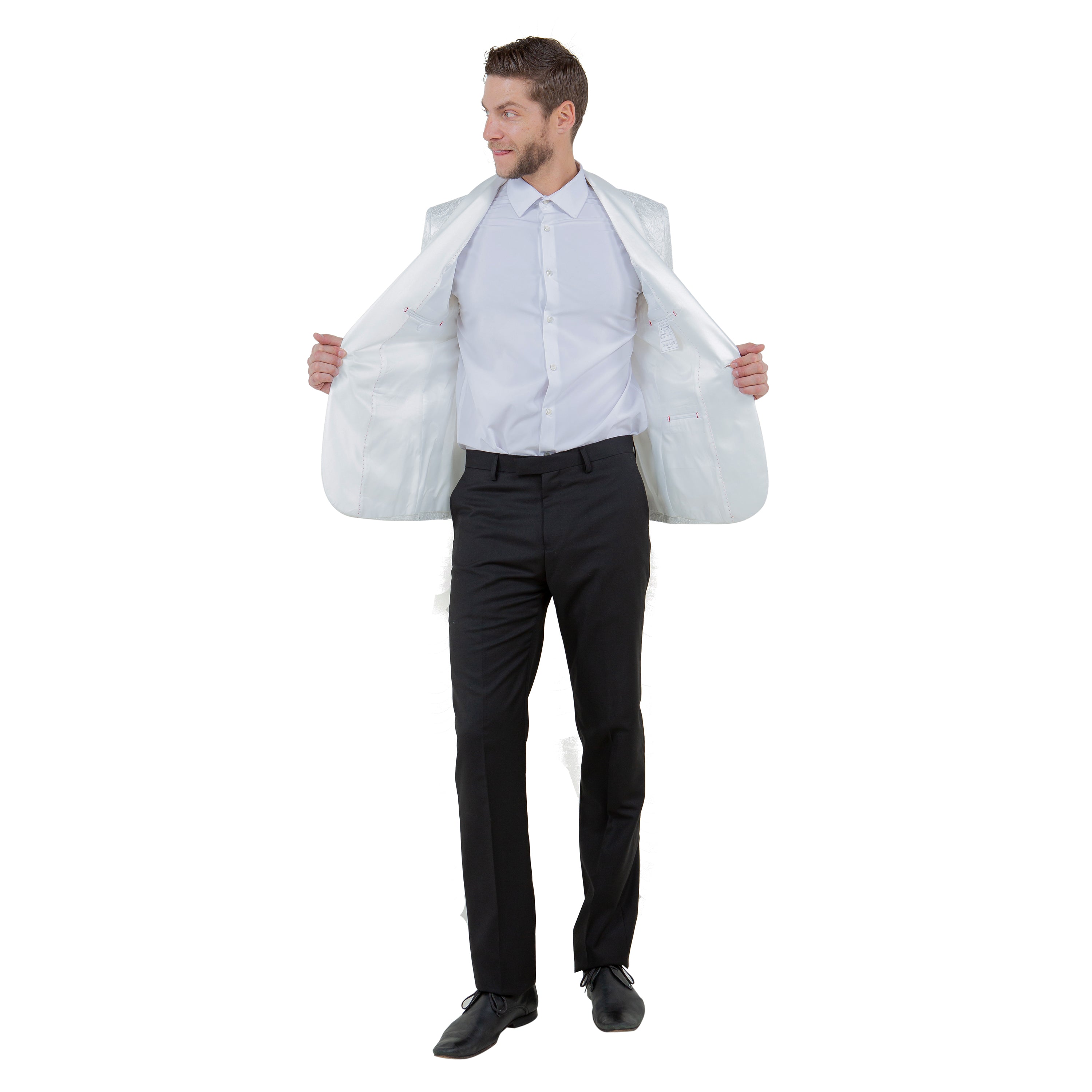 Mens Slim-Fit Solid Paisley Blazer Only w/ Shawl Collar