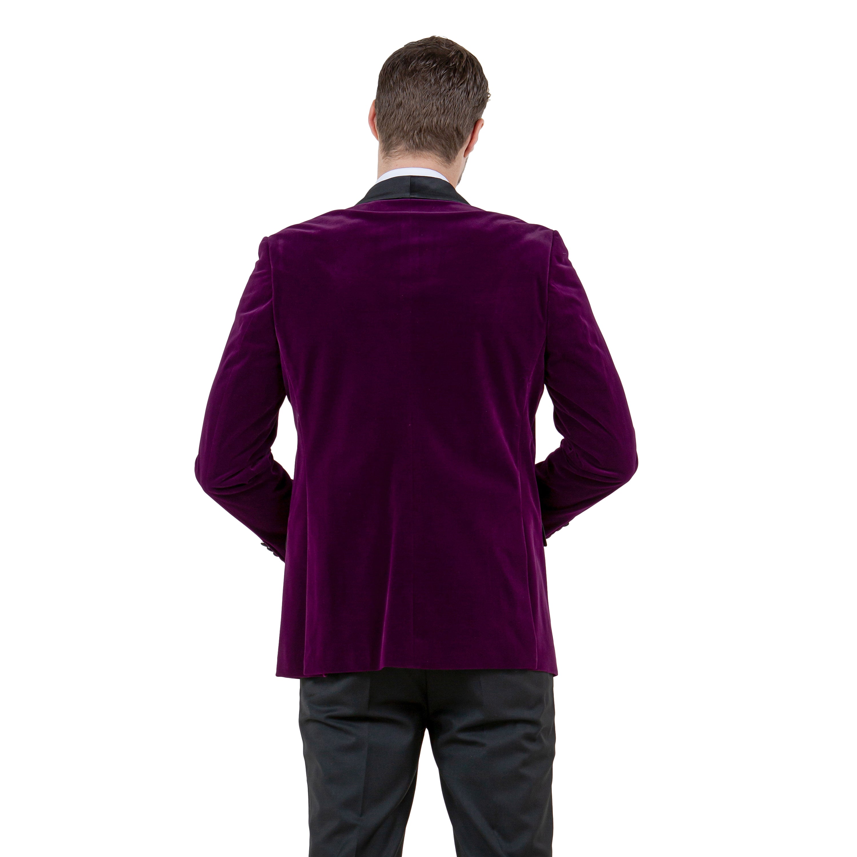 Men's Velvet Slim-Fit Blazer w/ Satin Shawl Collar