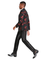 Men's Floral Slim-Fit Blazer w/ Satin Shawl Collar