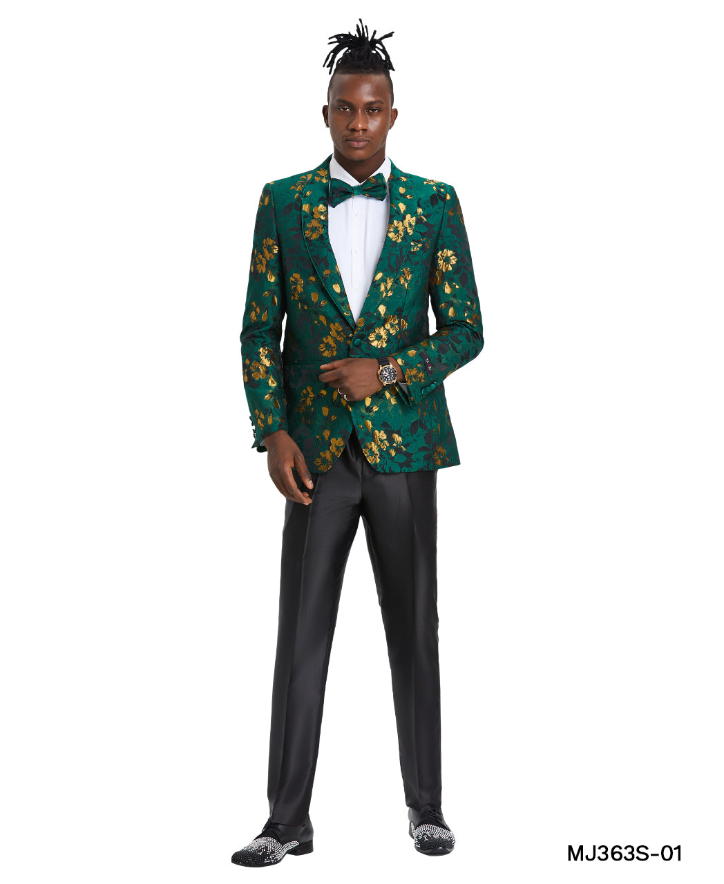 Men's Floral Slim-Fit Blazer w/ Shawl Lapel