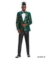 Men's Floral Slim-Fit Blazer w/ Shawl Lapel