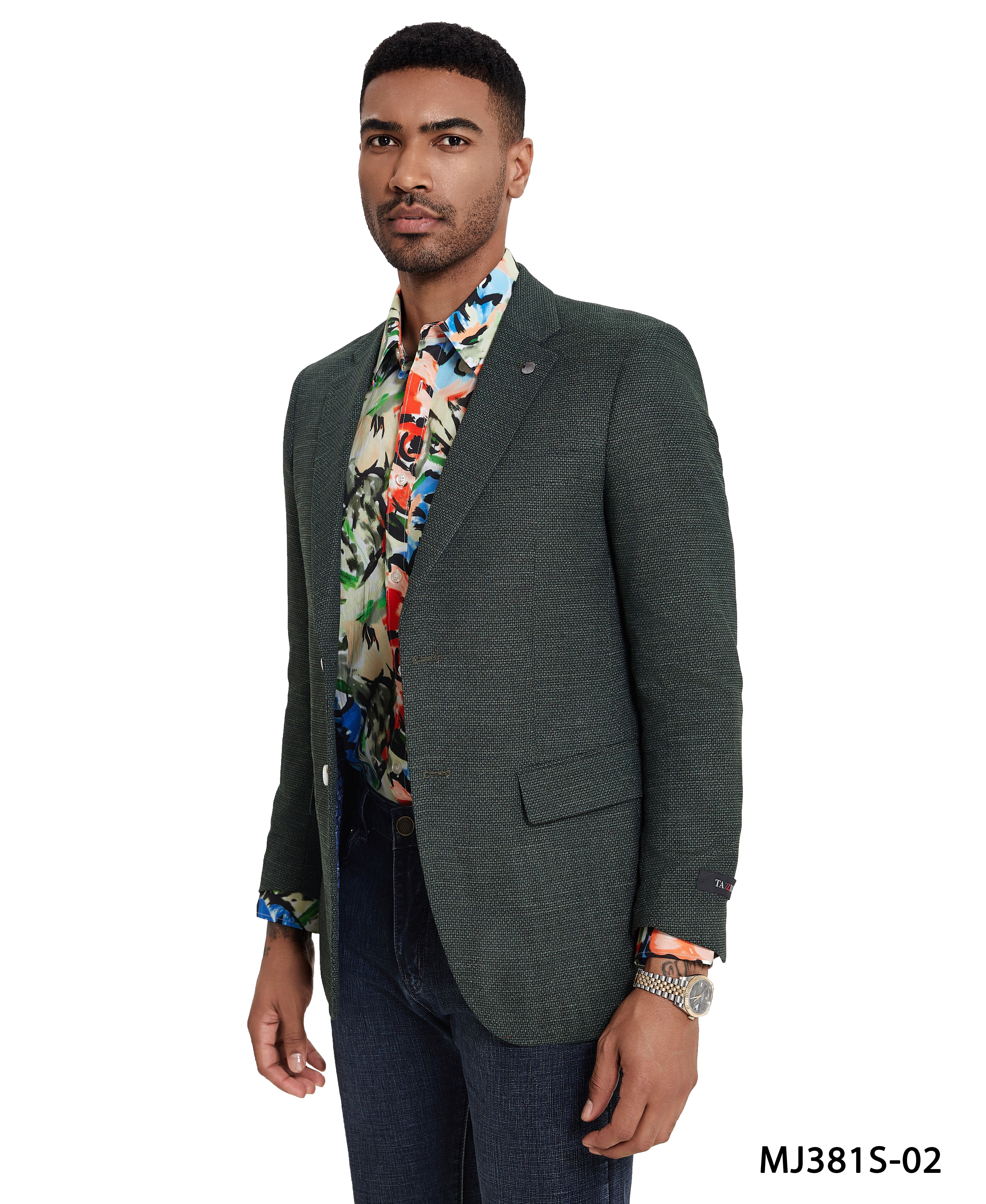 Men's Solid Textured Slim-Fit Blazer w/ Notch Lapel