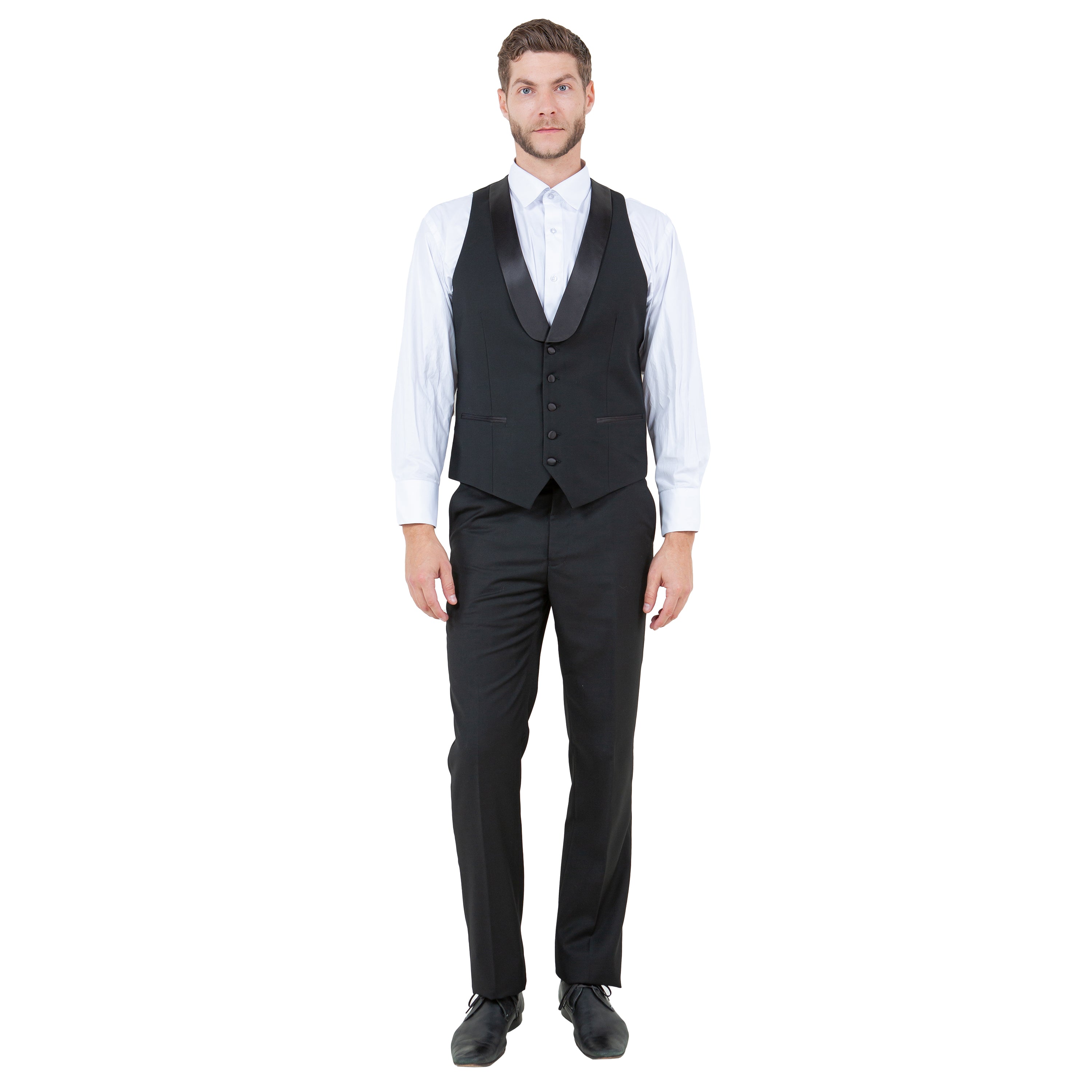 Men's 3pc Tuxedo w/ Satin Shawl Collar & Expandable Clip Pants