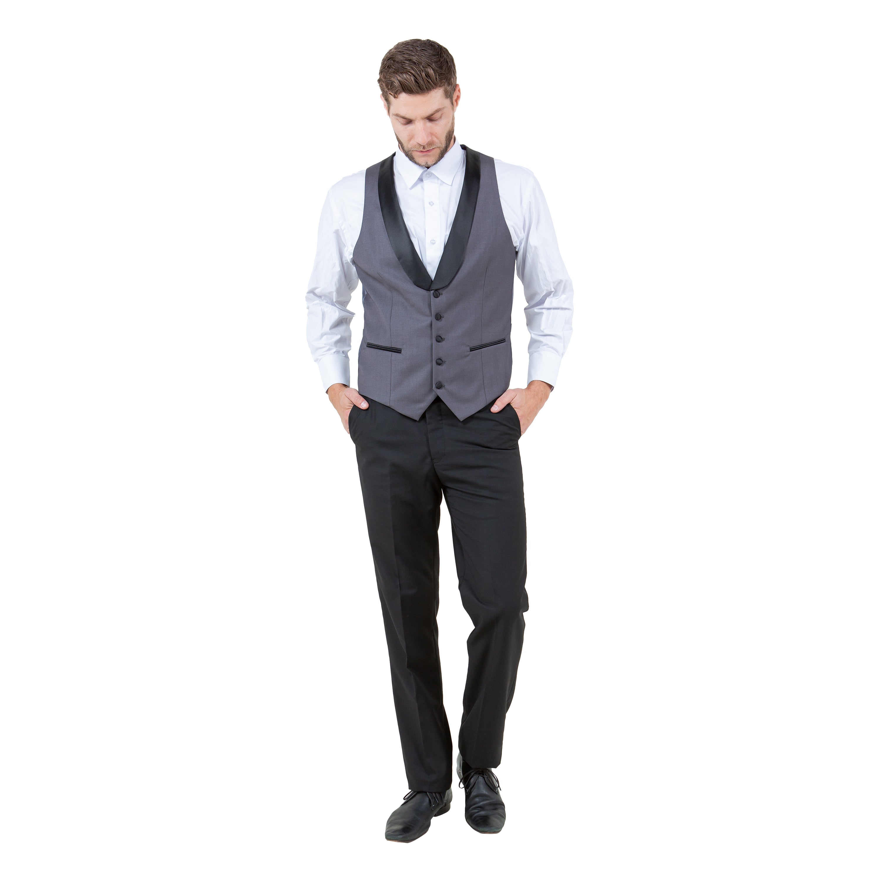 Men's 3pc Tuxedo w/ Satin Shawl Collar & Expandable Clip Pants