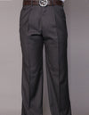 Men’s H- Charcoal regular fit pleated pants super 150’s wool open inseam STATEMENT SUITS PA-200A