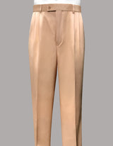 Men’s Peach regular fit pleated pants super 150’s wool open inseam STATEMENT SUITS PA-200A
