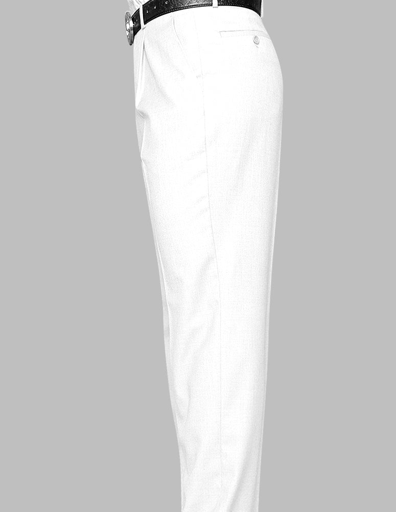 Men’s white flat-front pants modern fit Super 150’s wool STATEMENT SUITS PA-200B