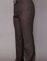 Men’s Brown flat-front pants modern fit Super 150’s wool STATEMENT SUITS PA-200B