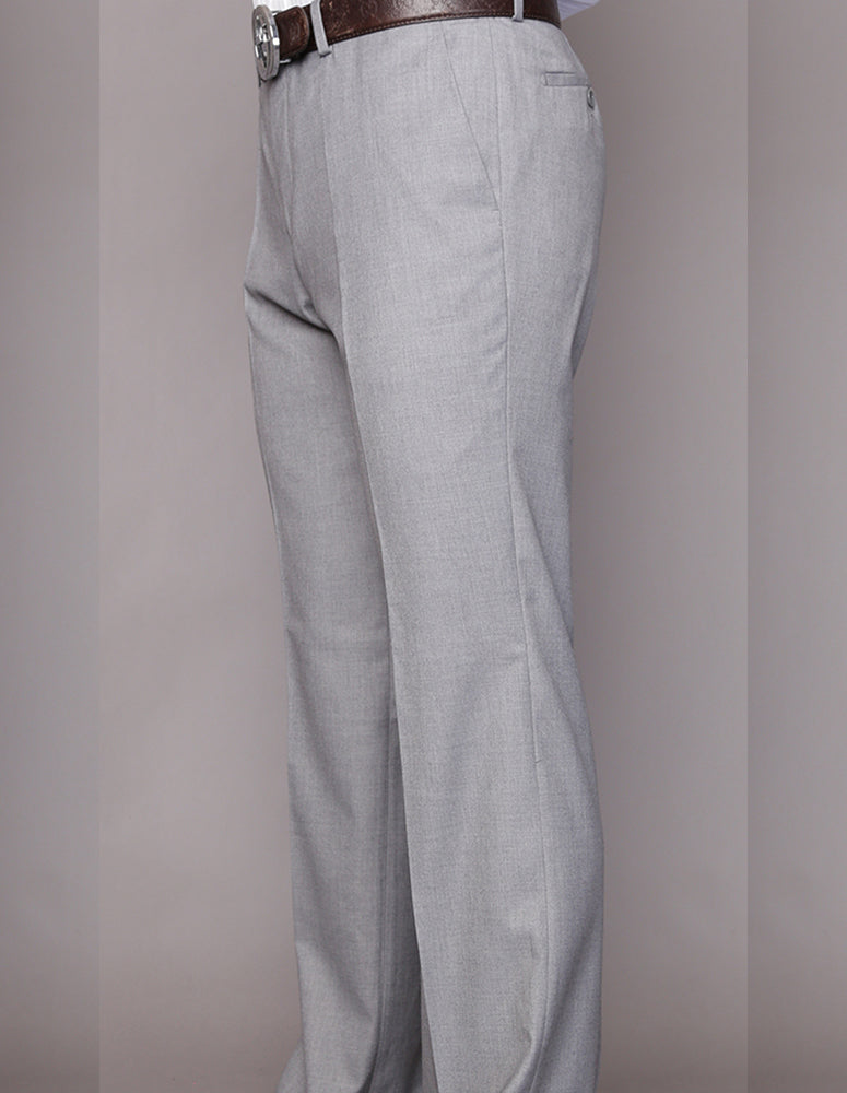 Men’s Grey flat-front pants modern fit Super 150’s wool STATEMENT SUITS PA-200B