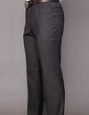 Men’s Charcoal flat-front pants modern fit Super 150’s wool STATEMENT SUITS PA-200B