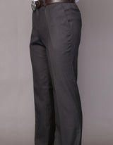 Men’s Charcoal flat-front pants modern fit Super 150’s wool STATEMENT SUITS PA-200B