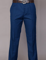 Men’s Indigo flat-front pants modern fit Super 150’s wool STATEMENT SUITS PA-200B