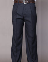 Men’s Navy regular fit pleated pants super 150’s wool open inseam STATEMENT SUITS PA-200G