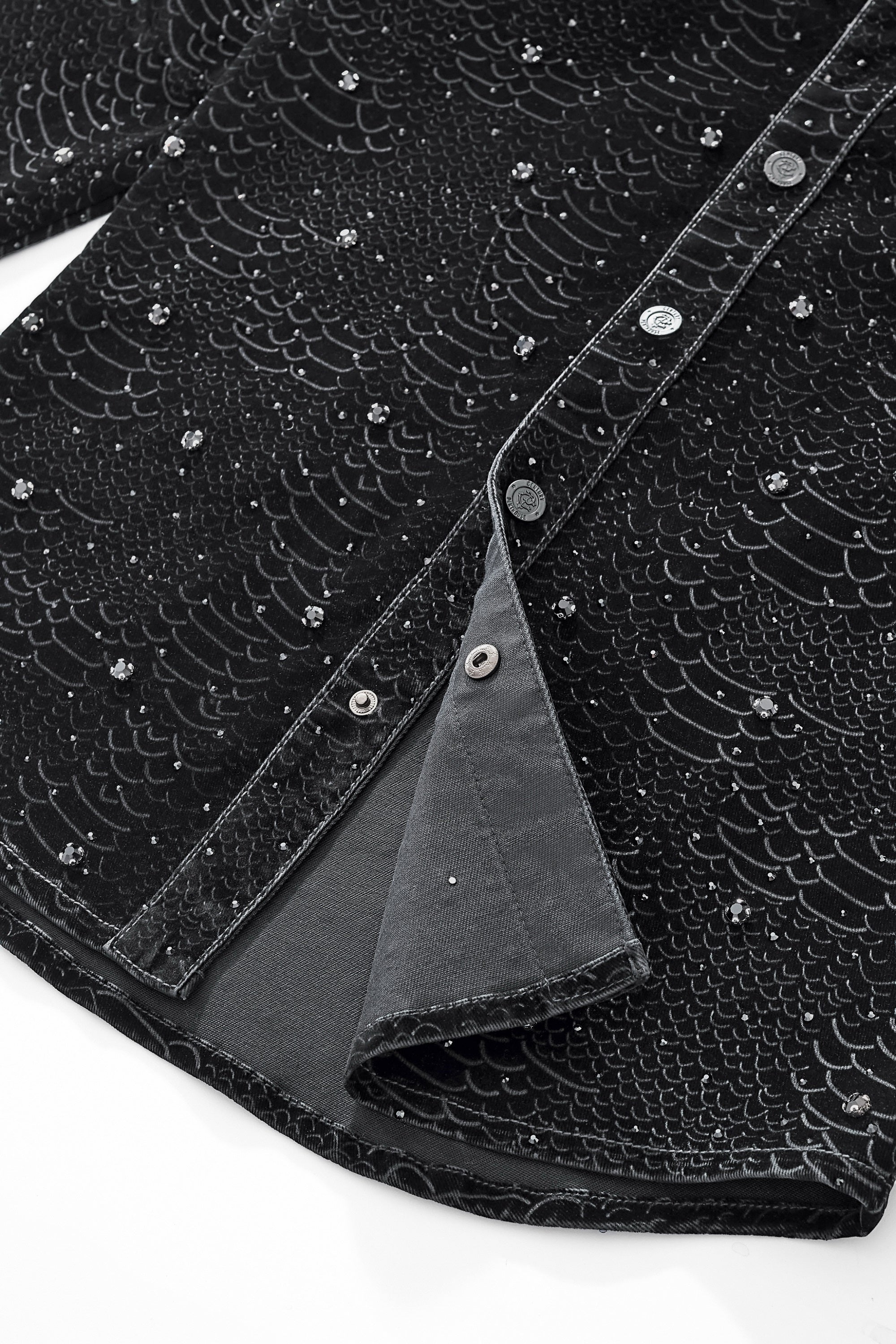 Midnight Serpent Rhinestone Jacket - Century Penthouse BLACK