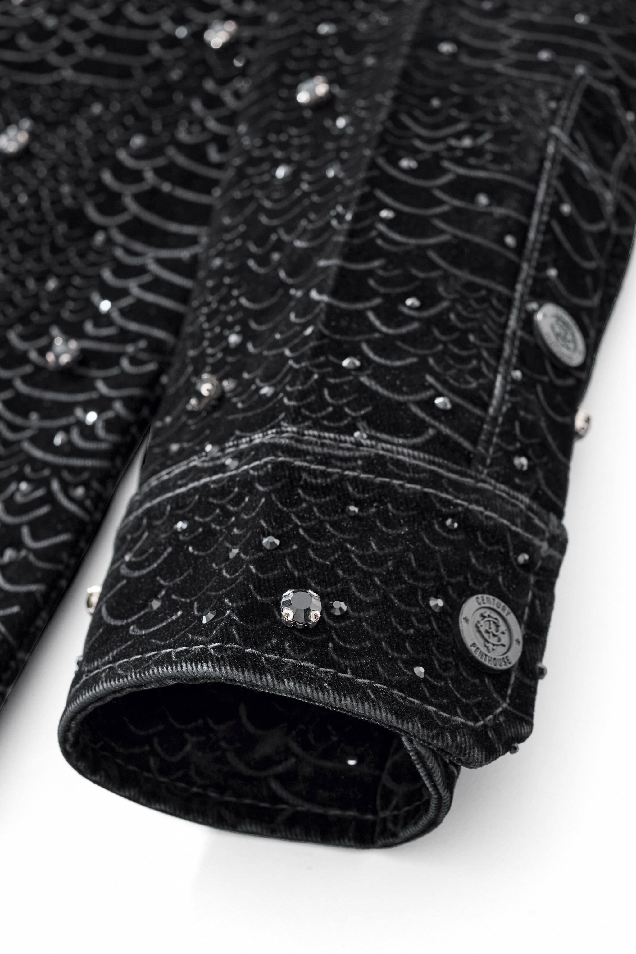 Midnight Serpent Rhinestone Jacket - Century Penthouse BLACK