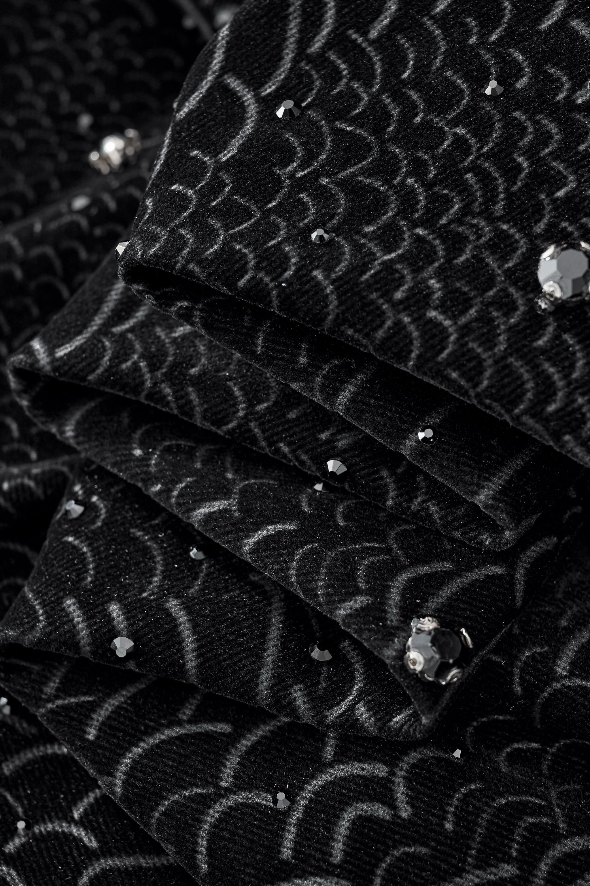 Midnight Serpent Rhinestone Jacket - Century Penthouse BLACK