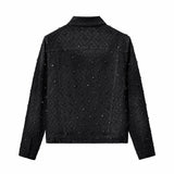 Radiant Embellished Denim Jkt – Century Penthouse BLACK