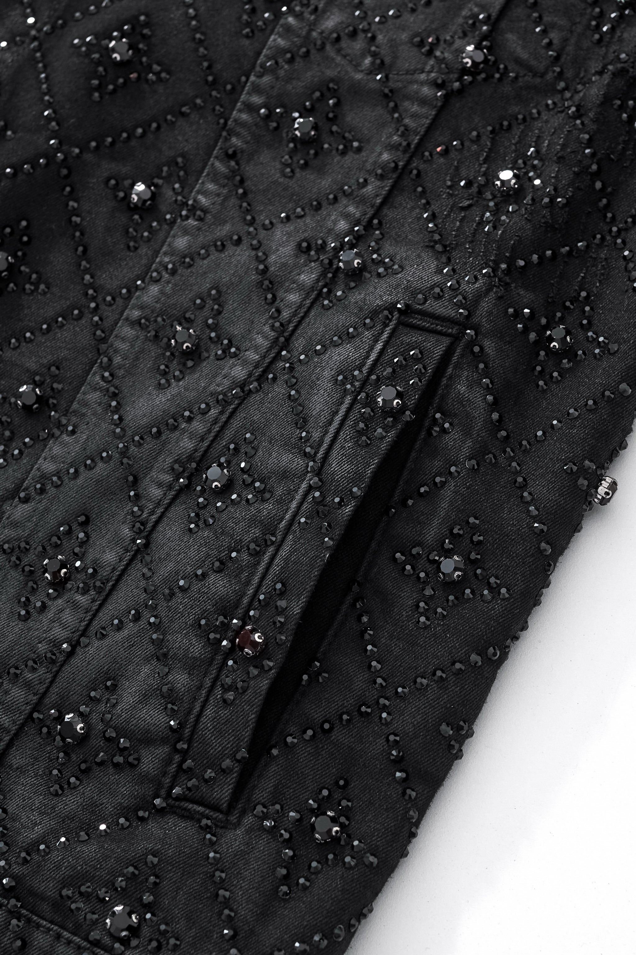 Radiant Embellished Denim Jkt – Century Penthouse BLACK