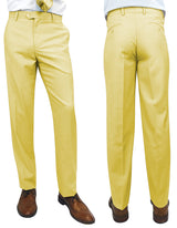 Men’s yellow slim fit flat-front pants super 150’s wool STATEMENT SUITS PL-100