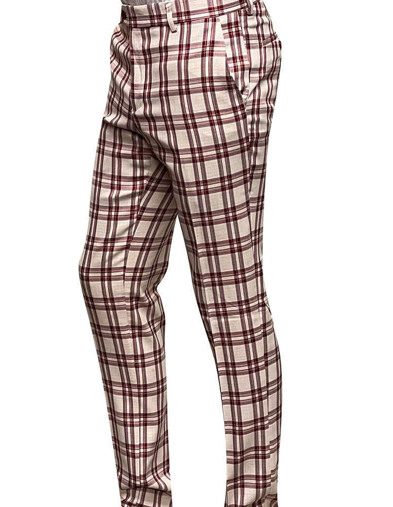 Slim Fit Flat Front Dress Pants, Super 150\'S Italian Fabric| PL-300| Red