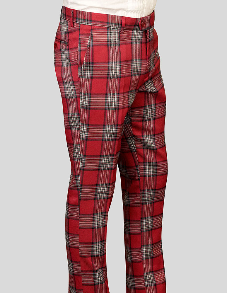 Slim Fit Flat Front Dress Pants, Super 150\'S Italian Fabric| PL-301| Red