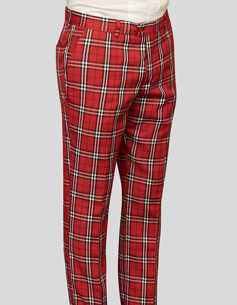 Slim Fit Flat Front Dress Pants, Super 150\'S Italian Fabric| PL-302| Red