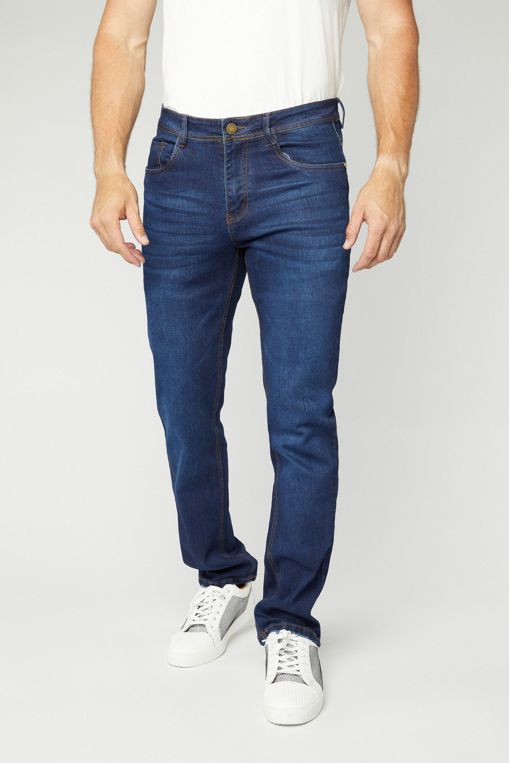 Men's Dark Blue Slim Boot-Cut Stretch Jeans Pax | PDJ7671