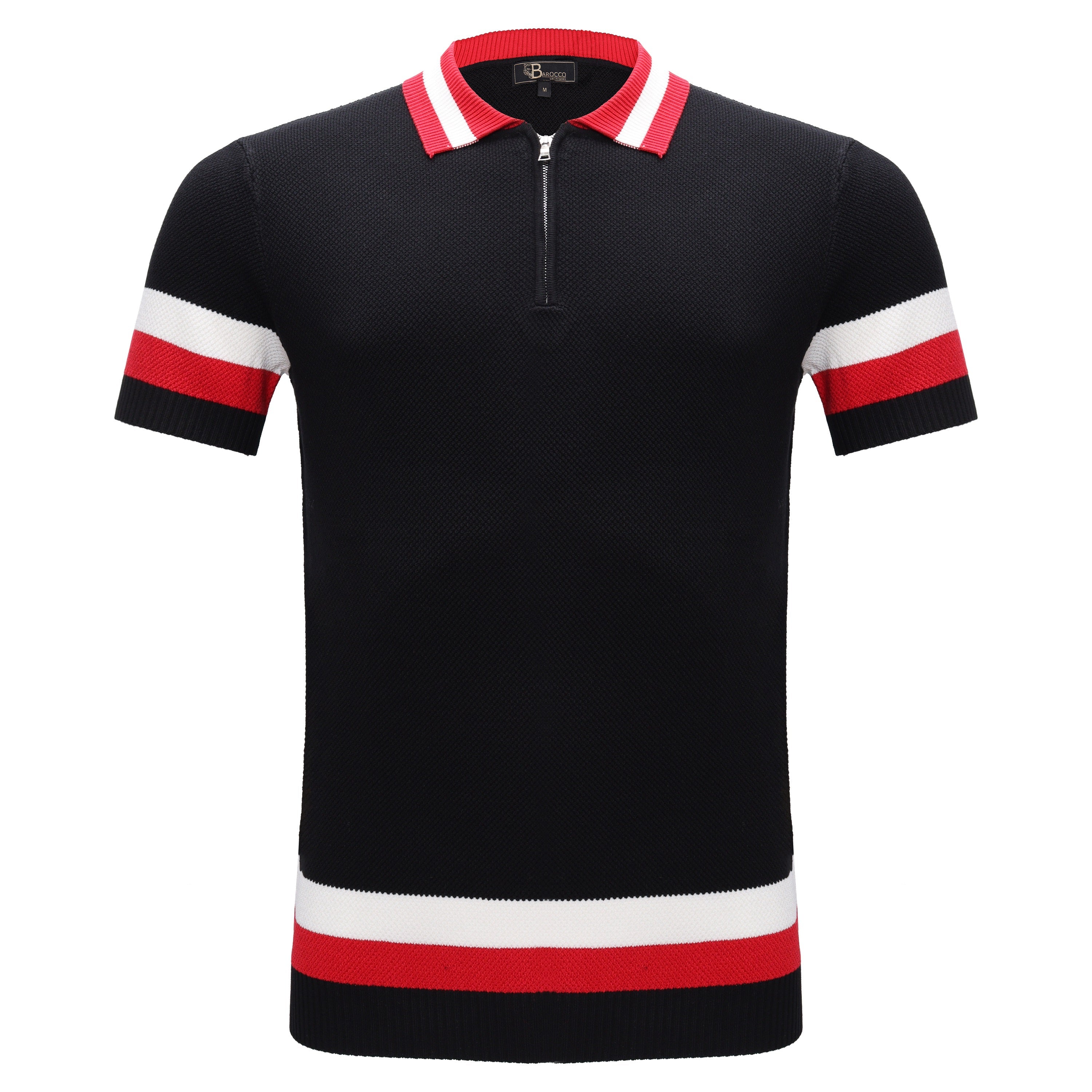 Heritage Stripe Knit Polo BLACK