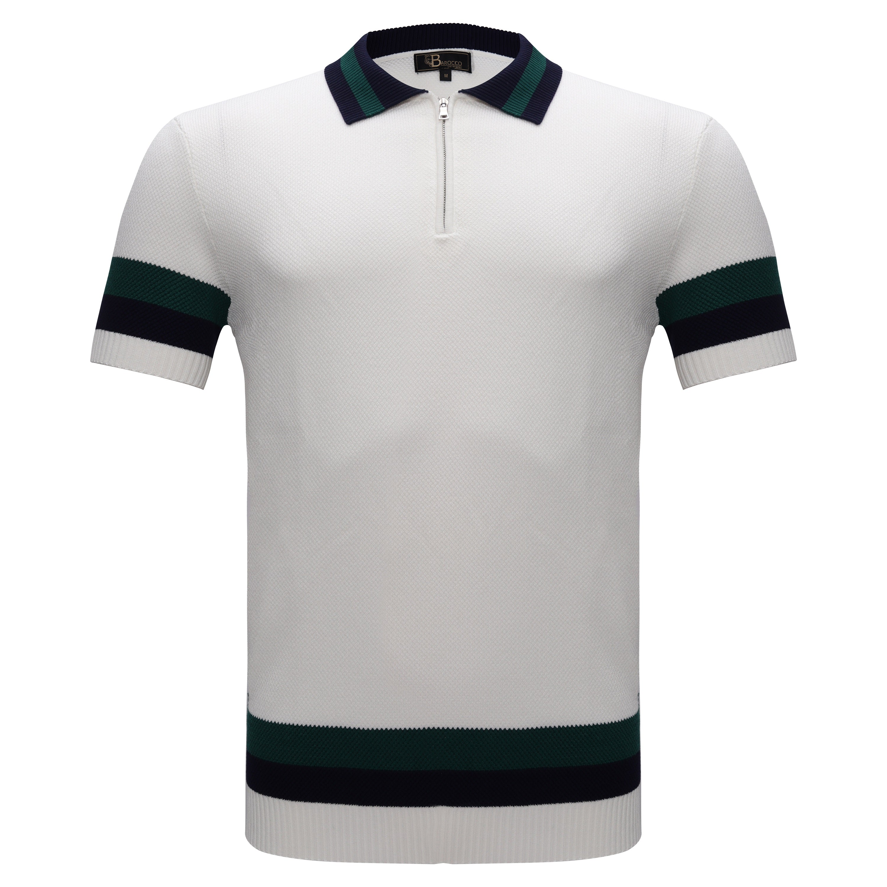 Heritage Stripe Knit Polo WHITE