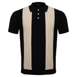 Men's Retro-Inspired Knitted Polo Shirt BLACK/WHITE