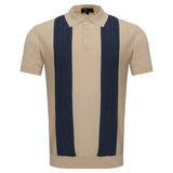 Men's Retro-Inspired Knitted Polo Shirt IVORY/NAVY