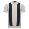 Men's Retro-Inspired Knitted Polo Shirt WHITE/NAVY