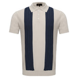 Men's Retro-Inspired Knitted Polo Shirt WHITE/NAVY