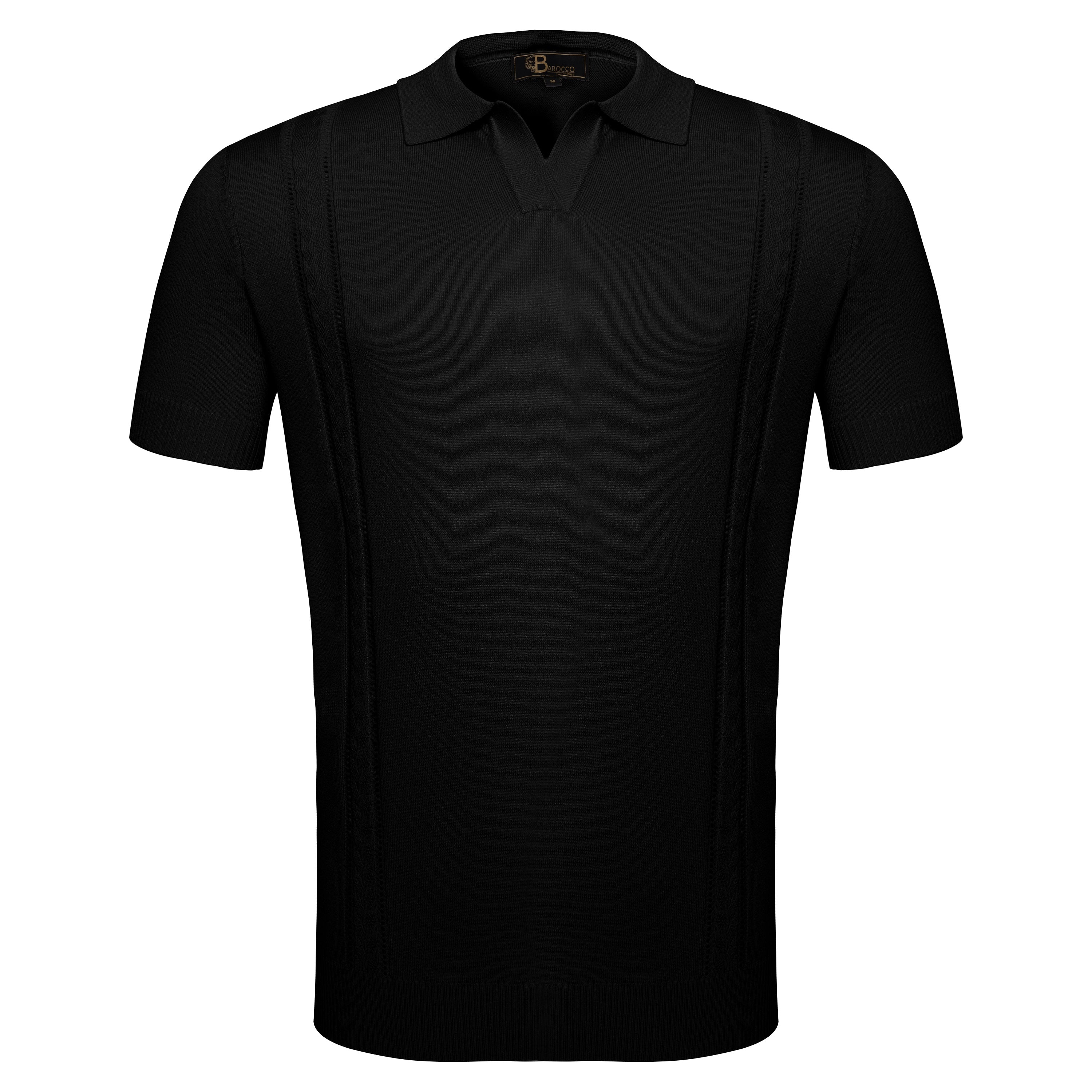 LuxeKnit Polo BLACK