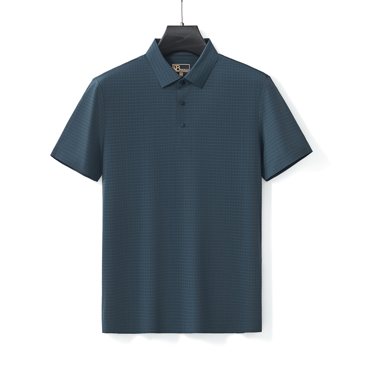 Barocco Grid Texture Stitchless Men's Polo - Petrol
