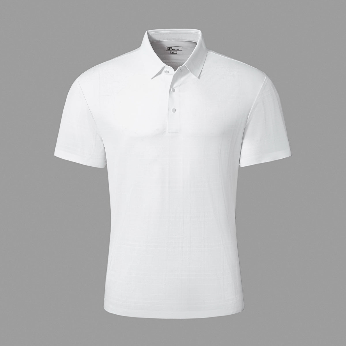 Barocco Shadow Plaid Stitchless Men's Polo - White