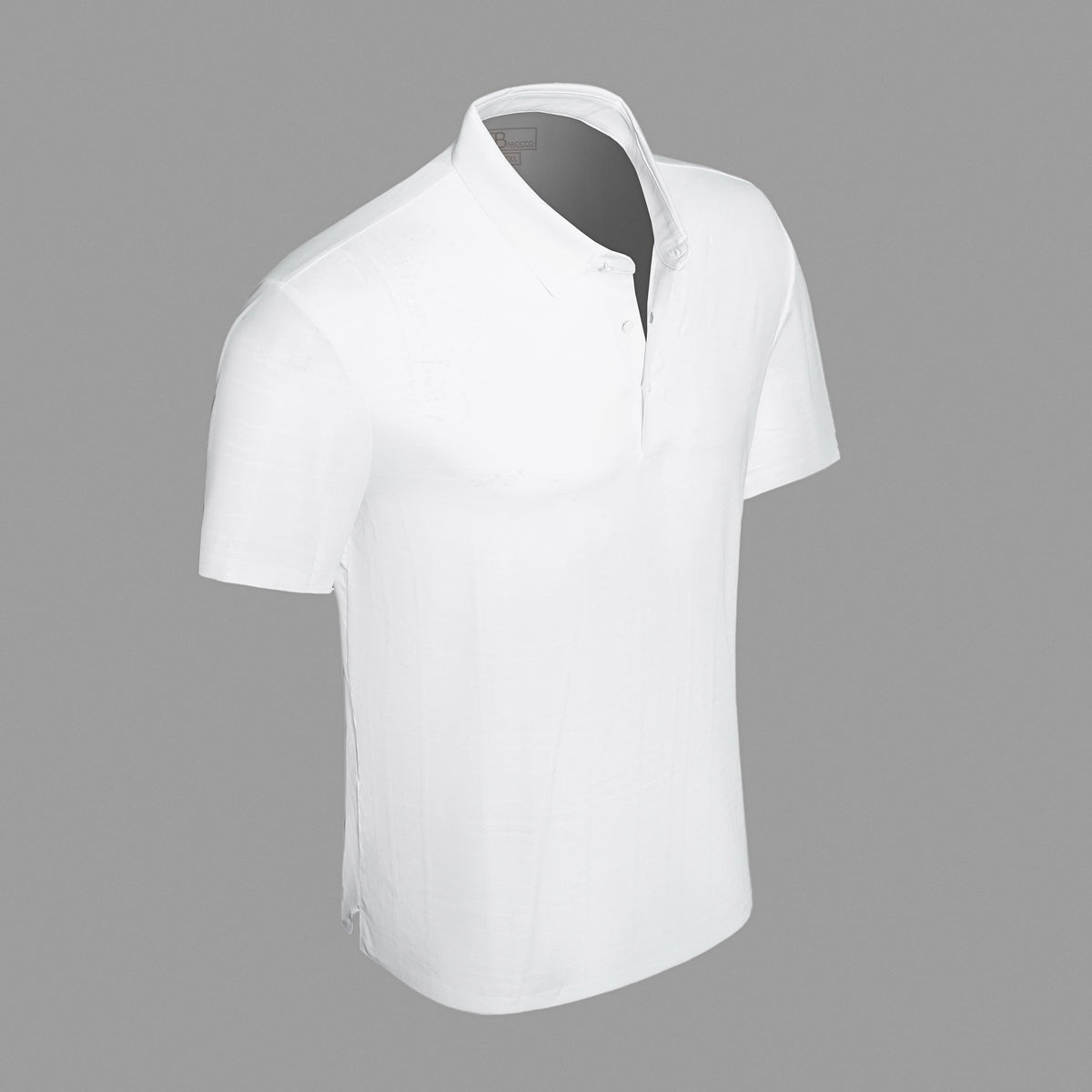 Barocco Shadow Plaid Stitchless Men's Polo - White