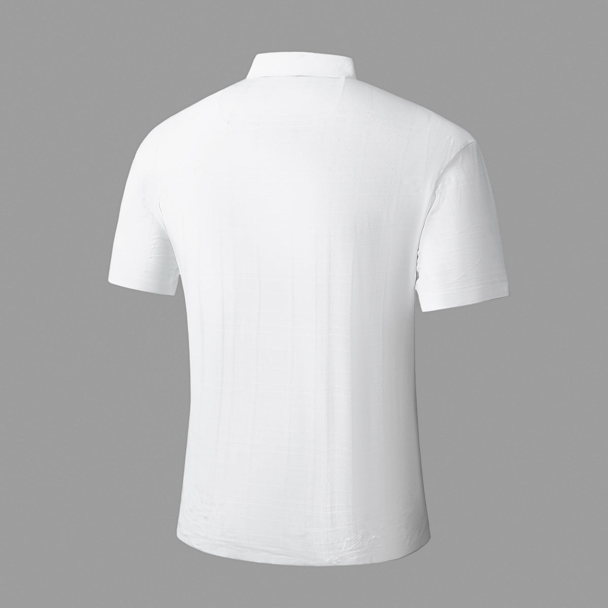 Barocco Shadow Plaid Stitchless Men's Polo - White