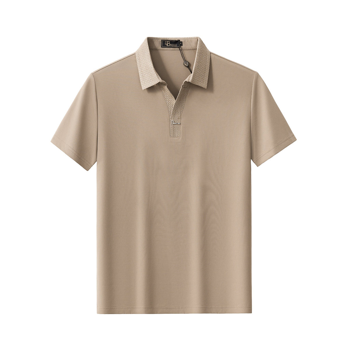 Barocco Stride Contrast Collar Men's Polo - Khaki