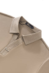 Barocco Stride Contrast Collar Men's Polo - Khaki
